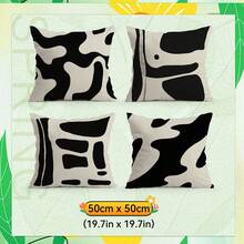 4pcs Minimalist Abstract Pattern 4-Piece Set, Single-Sided Printed Throw Pillow Covers For Living Room Sofa Bedroom, Includes Peach Velvet Pillow Covers Only (No Inserts) - Multicolor - View 14