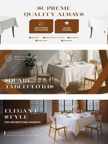 1pc White Rectangular Tablecloth, 150 X 259.08 Cm, Thickened Polyester Fabric Tablecloth, Suitable For Party, Banquet, Dining, Birthday, Wedding - Multicolor - View 9