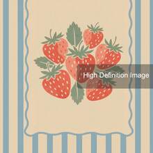 1幅复古草莓厨房帆布海报（带框/不带框），法式乡村蓝条纹水果乡村风墙面艺术印刷品，农舍小屋核心装饰复古画，适用于公寓、客厅、卧室、现代家居装饰 - A - 查看 6