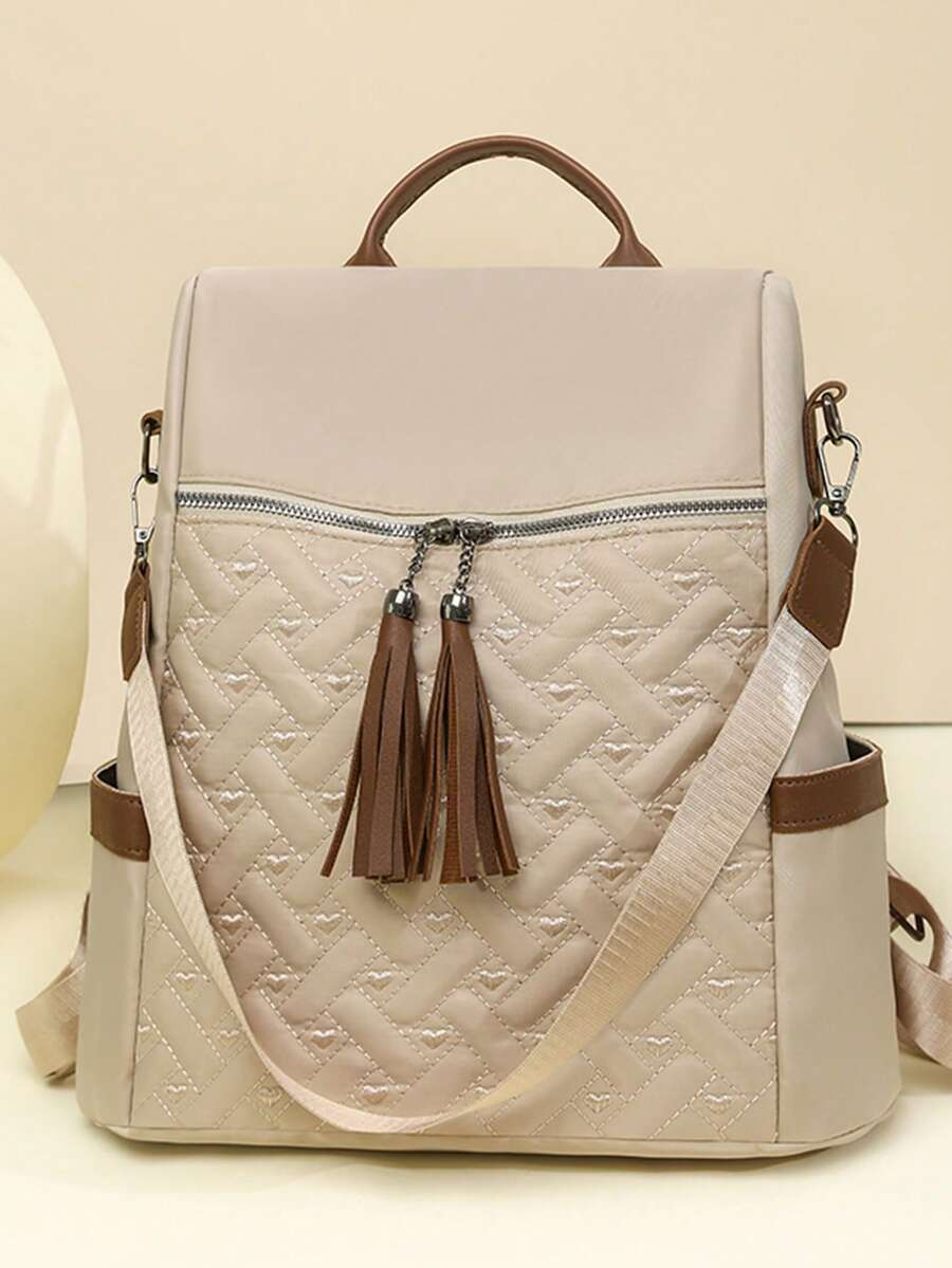 Women's Fashion Large Capacity Anti-Theft Backpack For Travel And Commute - Beige - View 1