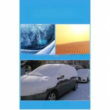 汽车挡风玻璃雪罩，加长加厚，冬季防霜防冰防紫外线遮阳罩，通用型，适用于轿车、SUV、卡车、厢式货车，防盗可折叠边缘设计，家用及汽车防尘罩 - 1pcs大號延長款 - 查看 6