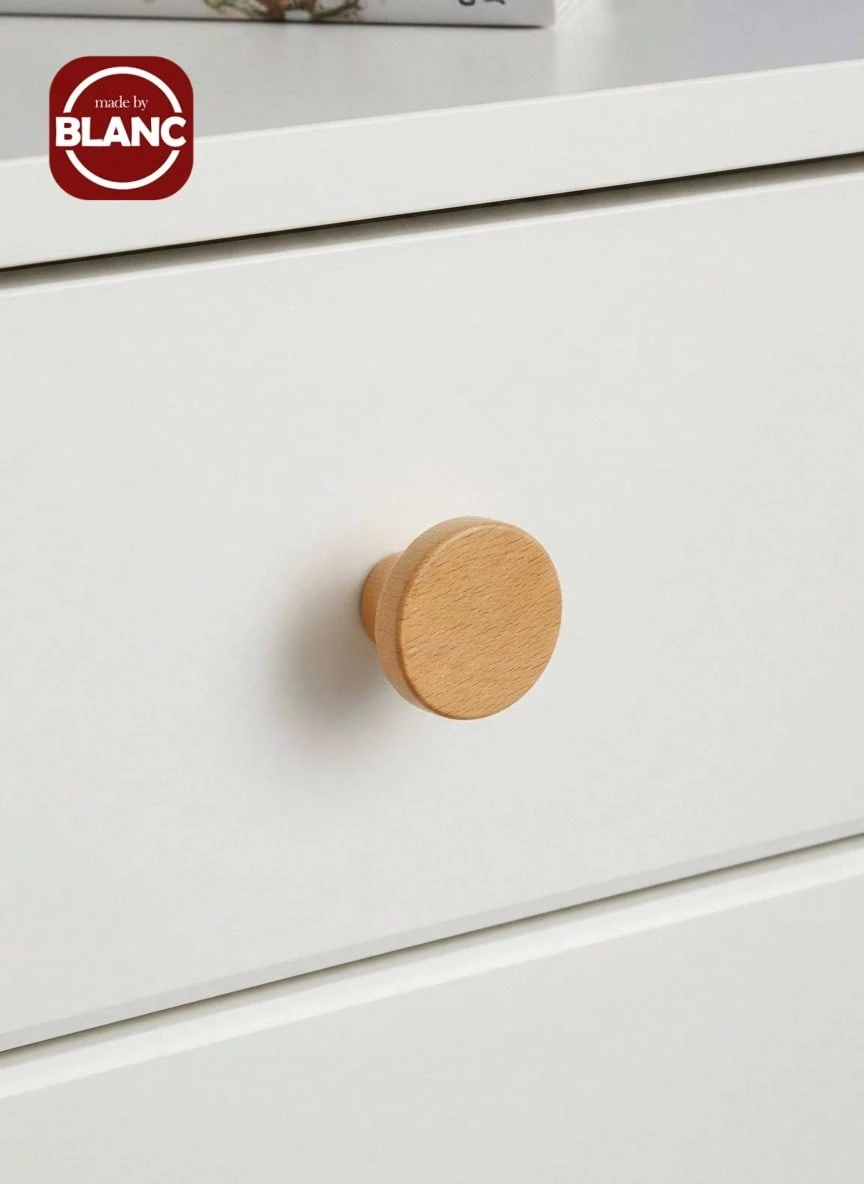 2pcs/Set Round Wood & Hardware Cabinet Drawer Pull Handle - Brown - View 1