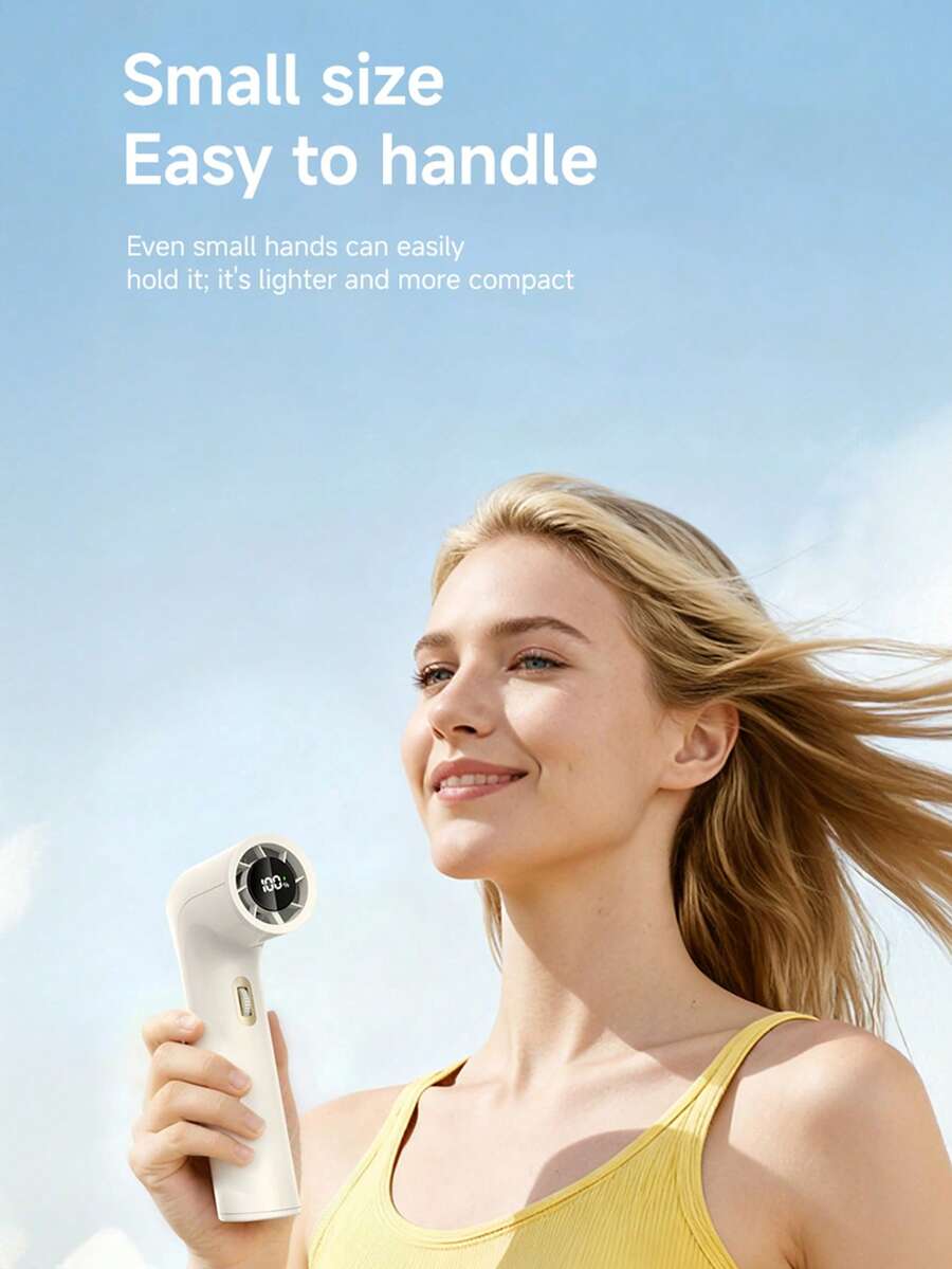 ViSSKO 100-Speed Handheld Turbo Fan With Water Spray, Digital Display, 3000mAh Battery, Ergonomic Design, Essential For Summer Cooling