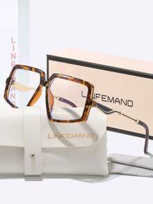 LINFEMAND渐变透明眼镜，方形镜框修饰脸型，金属镜腿提升品质，百搭时尚，适合办公和通勤佩戴。 - 無色 - 查看 12