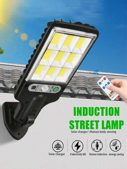 1/2个太阳能户外路径灯，108COB户外泛光灯，可拆卸/可调光/旋转灯头，安全照明，带运动传感器和智能灯光控制系统，3级亮度，采用耐候ABS+PC材质，内置1200mAh可充电电池，太阳能应急露营灯，适用于门廊、花园