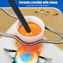 KLONKEE 9件套陶瓷喷枪熔炼铸造套装，包含2根坩埚搅拌棒 | 铸造模具 | 11合1锭模 | 石英板 | 陶瓷坩埚 | 陶瓷碗 | 坩埚碗夹，金属熔炼铸造套装 - 彩色 - 查看 7
