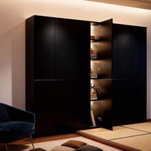 5 Capas Librero, Librero Organizador, Puerta Doble Alacena - Negro - Ver 1