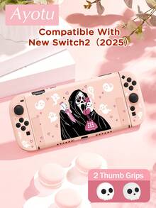 Ayotu Death & Heart & Ghost Themed Switch Protective Case, Suitable For New Switch 2 (2025)/Switch NS/Switch OLED, Can Be Installed On The Dock Without Removing The Protective Case, Universal Game Controller Protective Cover, Comes With 2 Joystick Caps, Switch Gaming Accessories, Anti-Fall And Anti-Scratch, Spring Romance/Back To School Gift/Valentine's Day Gift - Xem 12