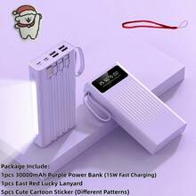 Pin dự phòng sạc nhanh di động dung lượng siêu lớn 10000/20000/30000mAh 5V2A, Bộ sạc phong cách tối giản cho doanh nhân, thiết kế cao cấp, tích hợp 4 dây cáp, đèn cắm trại siêu sáng 4 chế độ, vật dụng du lịch không thể thiếu, dành cho iPhone 6 7 8 X XR 11 12 13 14 15 16 Pro Max dành cho iPad, điện thoại Android, quà tặng cho gia đình, bạn bè, trẻ em, sinh nhật, giáng sinh, mùa đông, tối Thích hợp cho vui chơi ngoài trời, mua sắm, du lịch, nguồn điện di động Sạc siêu nhanh, màn hình hiển thị nguồn LED, bộ sạc di động cho thiết bị Android và iPhone có cổng USB và Type-C, pin lithium polymer an toàn và ổn định. Sạc siêu nhanh, màn hình hiển thị nguồn LED, bộ sạc di động cho thiết bị Android và iPhone có cổng USB và Type-C, pin lithium polymer an toàn và ổn định Thích hợp cho vui chơi ngoài trời, mua sắm, du lịch, nguồn điện di động cho Apple iPhone, iPad, điện thoại Android, quà tặng cho gia đình, bạn bè, sinh nhật, giáng sinh, mùa đông - Màu tím - Xem 11