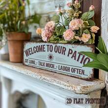1pc Welcome To Our Patio Metal Sign, Decorative Metal Wall Art, Suitable For Home, Patio, Porch, Farmhouse, Indoor And Outdoor Use, Size: 4" X 16" - Multicolor - View 3