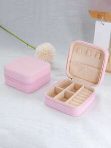 Hộp đựng trang sức nhỏ gọn, hộp trang sức du lịch mini có khóa kéo dùng để đựng bông tai, nhẫn, dây chuyền, mặt dây chuyền, đồng hồ, son môi và các loại trang sức nhỏ khác, phụ kiện du lịch, quà tặng cho phù dâu, hộp trang sức mini du lịch cho bé gái/phụ nữ, trang trí phòng. - Nhiều màu - Xem 17