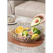 8-9 Inch Handpainted Gold Round Crystal Glass Fruit/Candy Bowl, Elegant Decorative Serving Bowl - Multicolor - View 5