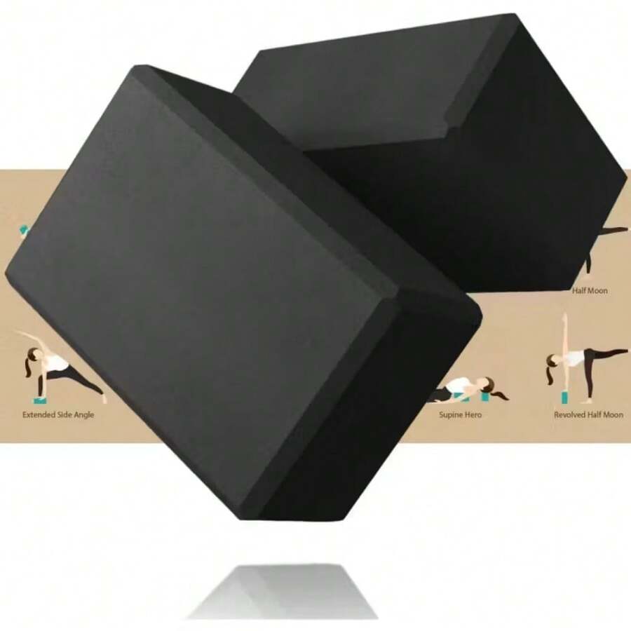 1/2块瑜伽砖 - 高密度泡沫材质，轻便、支撑性好且无异味 - 女性必备瑜伽装备，健身工作室配件，训练用品，瑜伽辅助工具，适用于普拉提和拉伸练习 - 非常适合家庭健身房和锻炼，瑜伽普拉提健身训练辅助工具，节日、新年、送给瑜伽爱好者、运动爱好者、女性、女友的绝佳礼物 - 黑色 - 查看 1