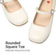 Girls Dress Shoes Mary Jane Low Heels Flower Wedding Party Pump Prom Footwear For Little/Big Kids - 杏色 - 查看 4