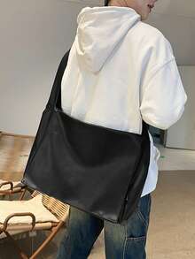 1个新款大容量斜挎包，街头时尚翻盖邮差包，复古软皮单肩包 - 彩色 - 查看 3