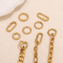 1 Móc khóa lò xo hình trái tim, tròn hoặc bầu dục, mạ vàng 18K bằng thép không gỉ, dùng để nối móc chìa khóa, dây chuyền, vòng tay, phụ kiện làm đồ trang sức DIY. - cái nút - Xem 5