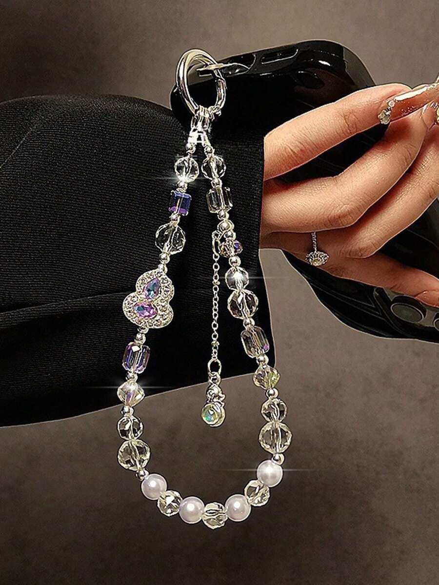 1pc Long Lanyard Strap, Metal Button Chain, Outdoor Travel Shoulder Strap, Durable Bag Charm - Multicolor - View 1