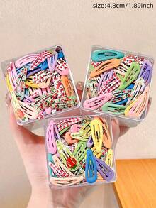 12/24/36pcs/Set Colorful Printed Hair Clips, Bangs Side Clips - Suitable For Girls And Women, Minimalist Design With Eye-Catching Patterns, Easily Add Playful Vibe To Hairstyles, Whether Ponytail Or Side Clip, Essential Daily Hair Accessory,Festival,Party - Multicolor - View 10