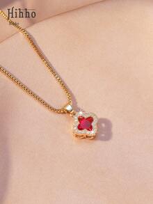 Hihho 1件欧美优雅四叶草吊坠项链，个性化设计，适合女性日常佩戴，情人节和感恩节礼物 - 四葉草 - 查看 16