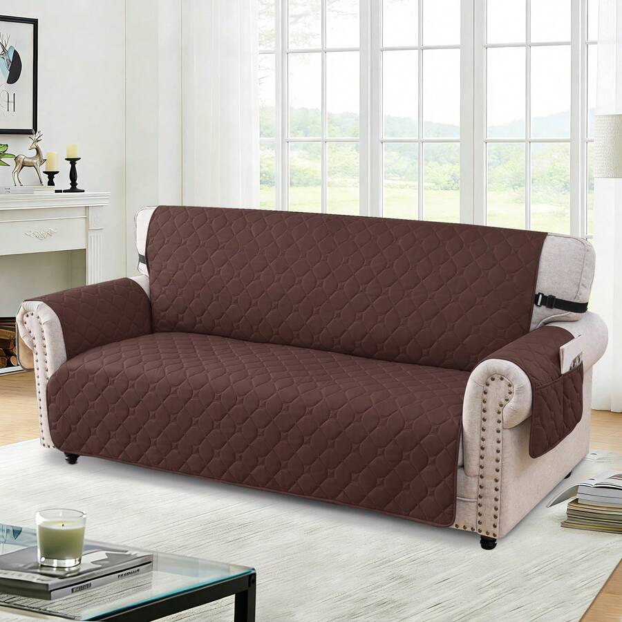 YSTYLE Wasserdichter Sesselbezug für 1/2/3/4-Sitzer, gesteppter Sofabezug mit Taschen, kratzfester Sofabezug für Katzen, fleckenabweisender und rutschfester Sofabezug - Kaffeebraun - Übersicht 1