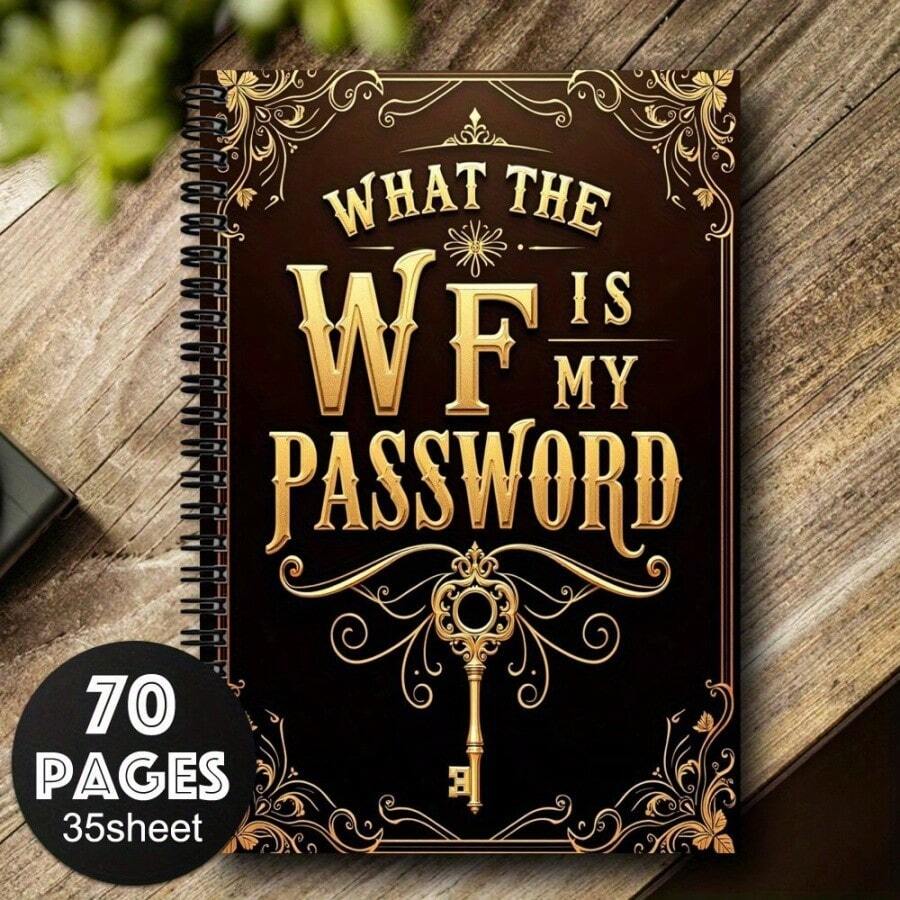 Sổ tay mật khẩu cao cấp, gáy xoắn vàng - 70 trang, dùng để lưu mật khẩu và nhật ký website an toàn, bìa thiết kế hình chìa khóa trang nhã, dùng để sắp xếp mật khẩu internet, tài khoản trực tuyến và các tài liệu quan trọng, họa tiết khóa trang trí, gáy xoắn bền chắc, sổ tổ chức cá nhân, lưu trữ thời trang, giấy cao cấp, lý tưởng cho sử dụng văn phòng chuyên nghiệp. - A5 - Xem 1