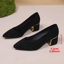2026 New Preppy Office Thick Heel Pumps, Versatile Low-Cut High Heels, Soft Sole Pointed Toe Interview Dress Shoes For Women - Black - View 8
