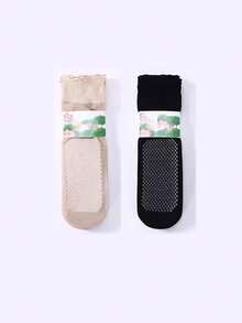 1/5/10/20/30 Pairs Lace Trim Silky Socks With Non-Slip Grip, Loose Fit Ankle Socks For Pregnant Women & Elderly - Multicolor - View 29