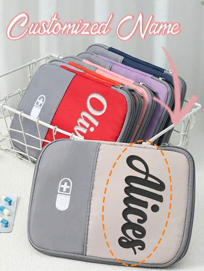 1 Peça Bolsa Médica de Grande Capacidade com Nome Personalizado, Bordado Personalizado, Bolsa de Medicamentos, Kit de Primeiros Socorros Portátil, Bolsa de Armazenamento de Medicamentos, Bolsa de Armazenamento Multifuncional, Bolsa Médica de Viagem, Vários Compartimentos para Fácil Armazenamento, Rede Fixa Transparente, Fácil de Encontrar, Adequado para Viagens de Longa Distância, Viagens de Negócios, Trabalho, Escola, O Melhor Presente para Amantes, Amigos, Família, Professores, Um Must-Have para a Temporada de Volta às Aulas, Presentes de Feriados, Presentes do Dia dos Professores, Presentes de Aniversário