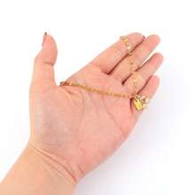 1pc New Golden Rectangle Initial Cherry Pendant Stainless Steel Lip Chain Necklaces For Women - Golden Rectangular Letters - View 3