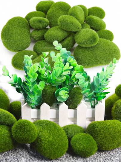6 piezas - Rocas de musgo artificial, piedras cubiertas de musgo verde falso, bolas de musgo, musgo artificial, musgo falso - Perfectos para jardines de hadas, arreglos florales y decoración artesanal, perfectos para suculentas, cactus y decoración del hogar interior, decoración de macetas, bodas, fiestas, Pascua, Acción de Gracias, decoración del hogar