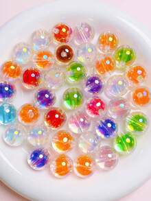30pcs 16mm Random Style Acrylic Transparent Electroplated Candy Heart Colorful Beads, Suitable For DIY Jewelry Making - Great For Bracelets, Keychains And Accessories - Multicolor - View 5