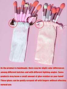 19件套专业化妆刷套装，适用于粉底、腮红、遮瑕和眼影 - 聚酯纤维刷毛，ABS塑料手柄，适合初学者和专业人士，化妆师必备 | 时尚刷型设计 | 柔软合成毛刷毛，打造完美妆容，附赠旅行收纳袋 - 彩色 - 查看 8