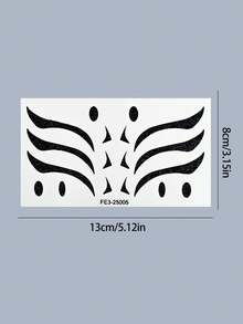 1张眼部临时纹身贴纸 - 黑色闪光翅膀和几何图案，细腻闪光质地，防水持久，亲肤，适用于舞台/派对/创意妆容，个性化精致眼部装饰，高性价比闪亮眼部彩妆临时纹身贴 - 黑色 - 查看 12