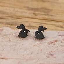 1 Pair Charming Stainless Steel Rabbit Earrings - Cute Punk Style, Perfect For Parties And Daily Wear. Ideal Gift For Ladies. - GED904 - View 5