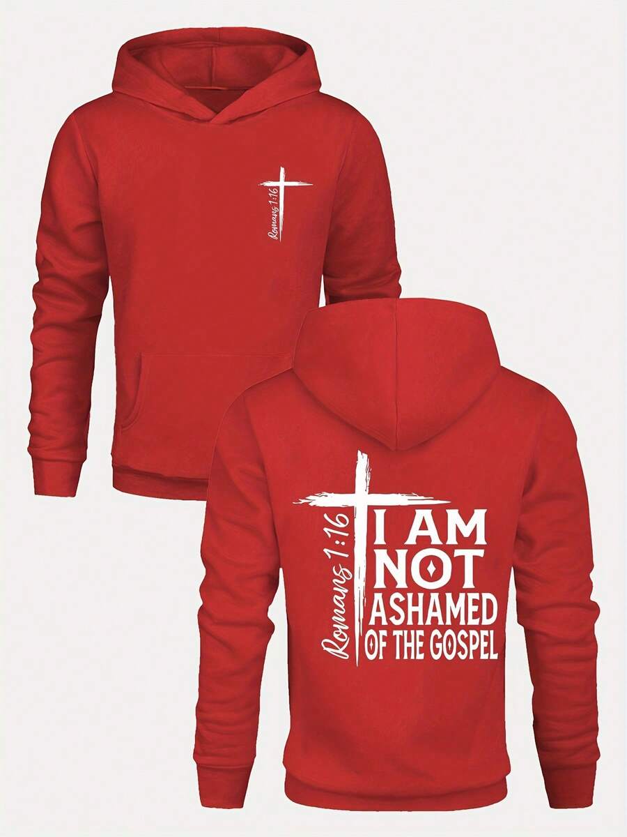 Men's I Am Not Ashamed Of Gospel Verse Hooded Sweatshirt - Beige -Lined Hoodie With Romans 1:16 Scripture Loose Fit 280g Winter Warmth Church Casual Wear & Faith-Based Gifts Essentials Hoodie Hoodie Women Sweatshirts Women Hoodies Men's Hoodie Sweatshirts Men Essentials Fear - Đỏ - Xem 1