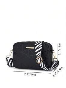 1pc Girls' Minimalist Crossbody Bag, Fashion Rhombus Plaid Pattern With Zebra Strap, Geometric Embossed Small Square Bag, Essential For - Multicolor - View 8