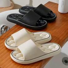 2.5厘米厚EVA防滑拖鞋，纯色室内家居男女情侣款，新款浴室防滑按摩凉鞋。防滑耐磨，轻便舒适。鞋底排水孔设计，防止积水和脚臭。 - 黑色 - 查看 5