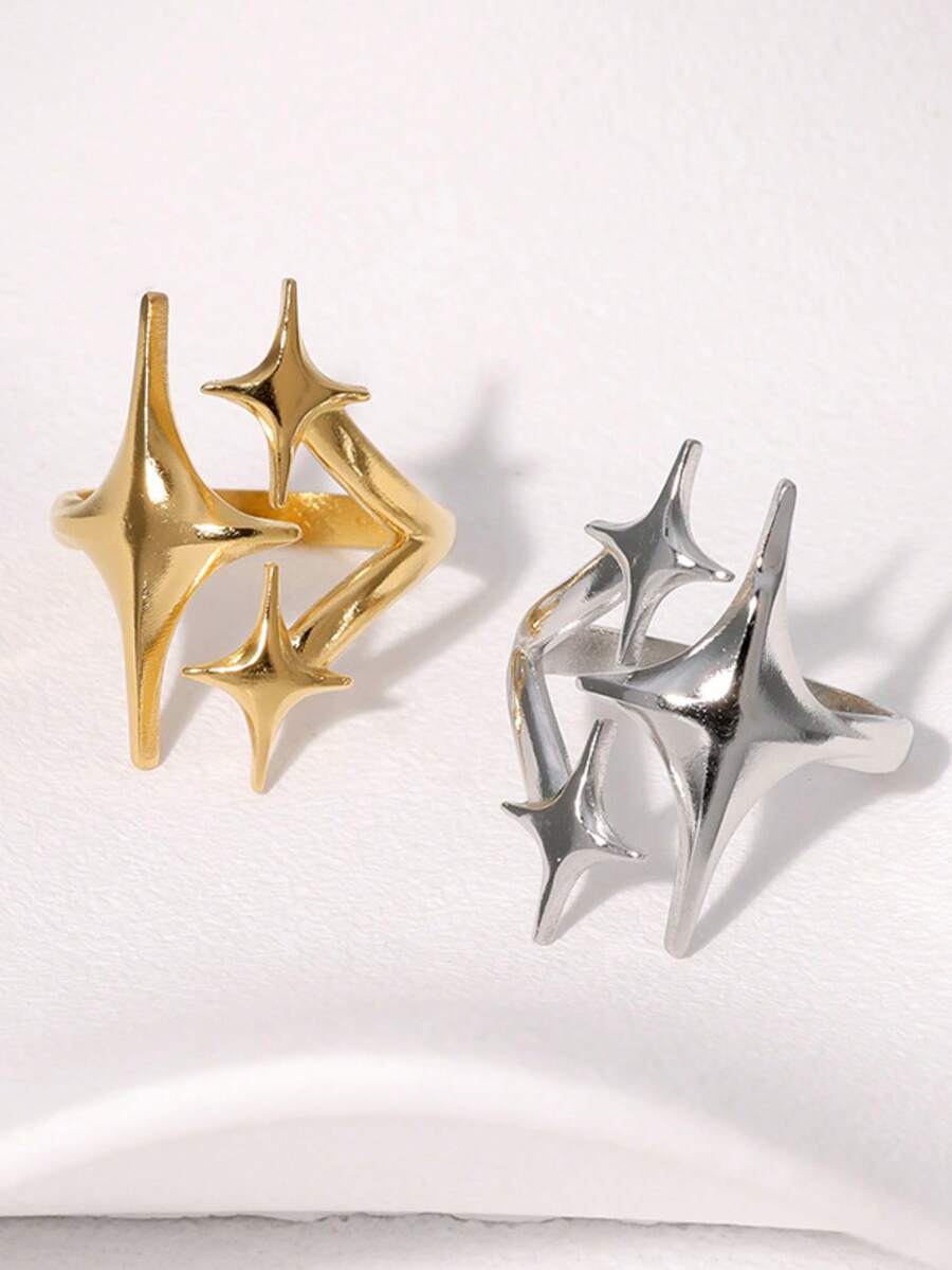 1 pieza Anillo de uso diario de diseño minimalista de estrella para niña - Anillo de estrella - Ver 1
