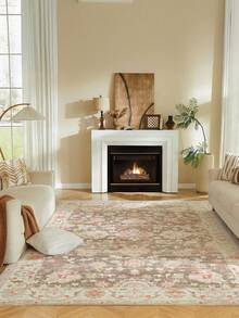 1件浅米色图案地毯，采用柔软舒适的材质制成，易于清洁，底部防滑，适用于装饰客厅、卧室、浴室、厨房、餐厅、办公室和庆典场所。 - 香檳色 - 查看 8