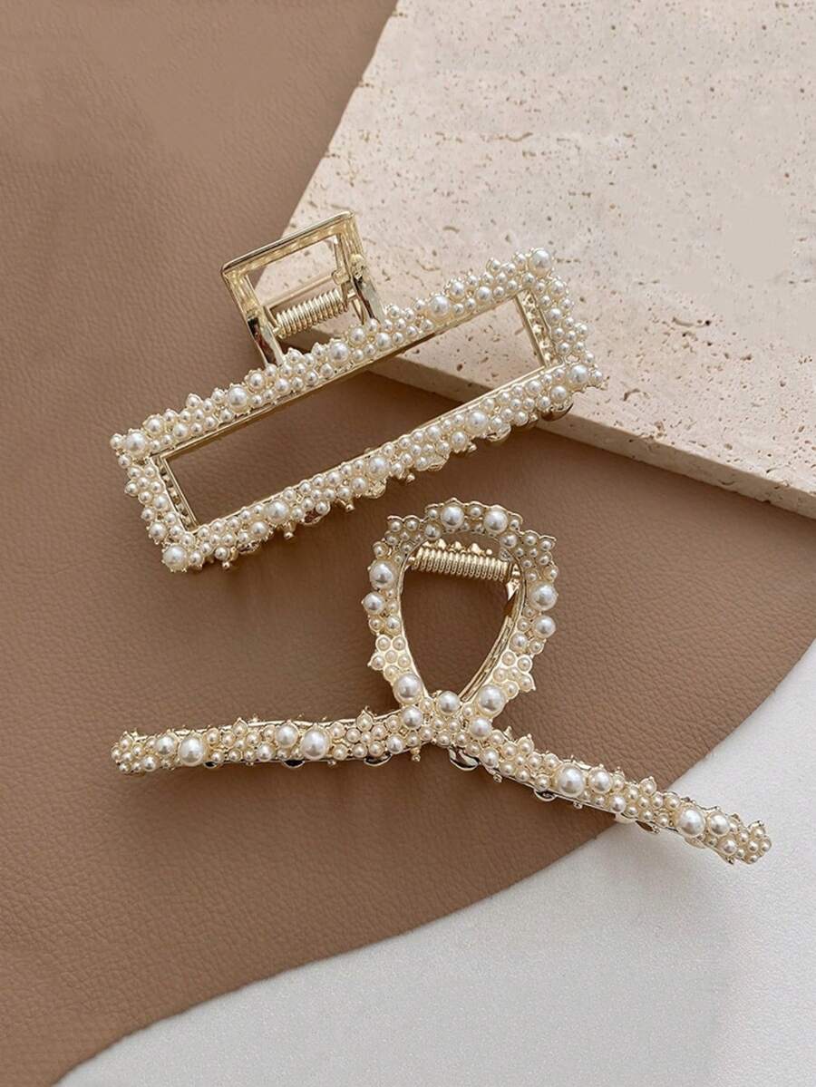 1pc Women's Niche Temperament Pearl Hair Clip Metal Hair Claw Hair Clip Fashionable And Versatile Headband Hair Accessories - Multicolor - View 1