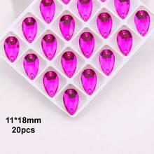 11*18mm, 20pcs/Pack, Flat Bottom Double Hole Exquisite Glass Rhinestones, Slim Teardrop Shape, For Sewing Wedding Dress, Handbag, Shoes Decoration, Jewelry Making Accessories - 11*18mm 20pcs - View 17