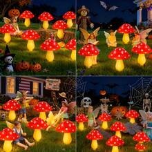 8/12/20个装LED太阳能蘑菇形地插灯,8种照明模式,户外花园小径草坪装饰,适合复活节派对氛围 - 暖白色 - 查看 7