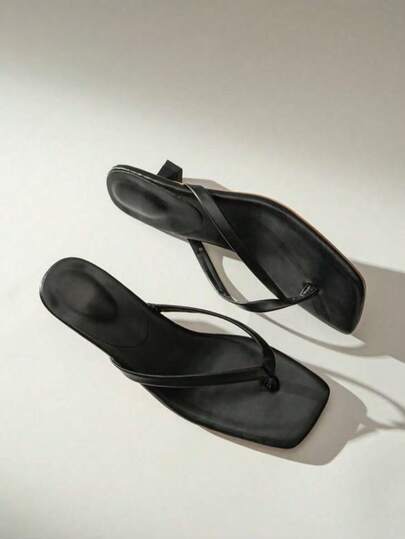 Dép lê nữ màu trơn mới về mùa hè, giày đi nghỉ mát thanh lịch, sandal cao gót đi biển thoải mái, giày cao gót thời trang dễ mang cho váy.