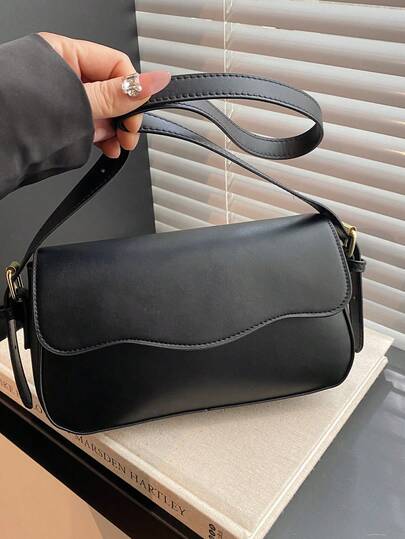 1pc Women's Fashionable Commuter Solid Color Flip-Cover Shoulder Bag, Portable Versatile Luxury High-Quality Underarm Bag, Suitable For Dates, Shopping, Gifts, Work