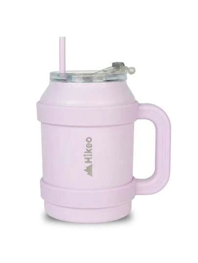 Hikeo Termo de Acero Inoxidable de Doble Pared Extra Grande 1.5 Litros, Vaso Térmico con Popote y Tapa Hermética. Mantiene Bebidas Frías Hasta 24 Horas y Calientes 12 Horas, para Agua, Café y más