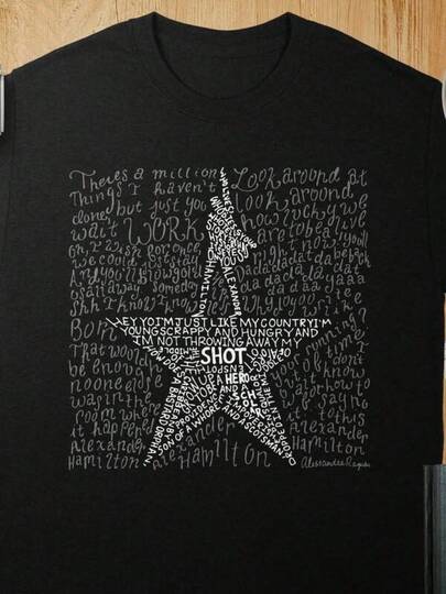 Hamilton Lyrics Star T-Shirt Bradway Musical Fan Gift Theater Lover Tee Gift For Him Gift For Her T Shirt (1) Holiday Outfits For Women Casual And Soft, This 220g Pure Cotton Printed T-Shirt Is Suitable For All Seasons And Outdoor Wear. This Men's Printed Short-Sleeved Casual T-Shirt Blends Perfectly Into Various Occasions, Is Unisex, And Is Suitable For Back-To-School Season And Everyday Wear.