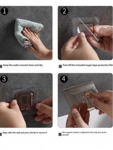 1/2 piezas Jabonera autoadhesiva transparente para montaje en pared, Jabonera de cristal, Caja de drenaje de jabón para escritorio, Adecuada para el baño - Multicolor - Ver 9