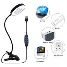 3种调光模式 USB供电LED台灯，亮度可调，灵活鹅颈设计，护眼灯，适用于会议、美甲、办公室、卧室、家庭、书房等多种场景。 - usb插電 - 查看 9