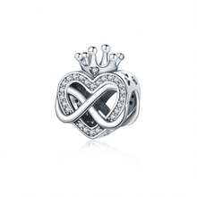 CYMYSS 1pc Fashion Crown & Heart Infinity Symbol Pendant, Inlaid With Artificial Zirconia, Delicate Hollow Design, Couple's 925 Silver Plated Jewelry, Gift For Women On Valentine's Day/Birthday - Multicolor - View 8