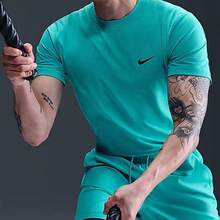 Nike 男士速干短袖跑步T恤 - 綠色 - 查看 1